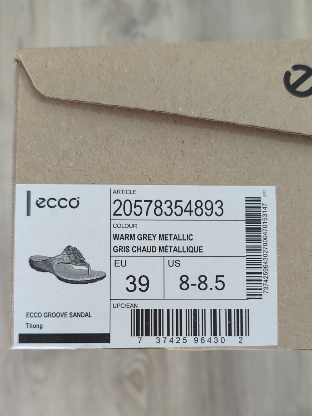 Ecco Metallic Rose Gold Floral Thong Sandals 8-8.5 - Picture 4 of 5